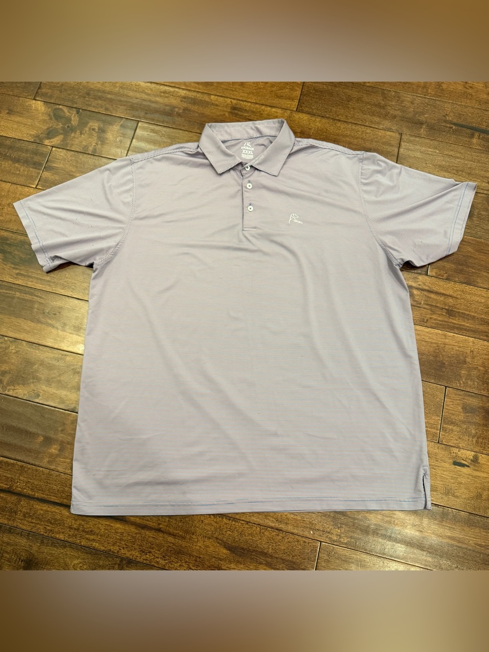 Rhoback Men’s XXXL 3XL Performance Golf Polo Peach Blue Striped Stretch